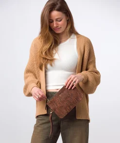 Addison' Animal Print Nappa Leather Clutch Bag