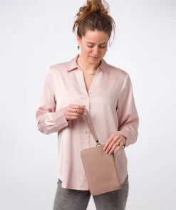 Addison' Blush Pink Nappa Leather Clutch Bag