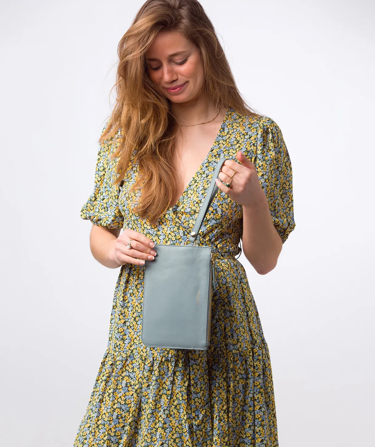 Addison' Cashmere Blue Nappa Leather Clutch Bag
