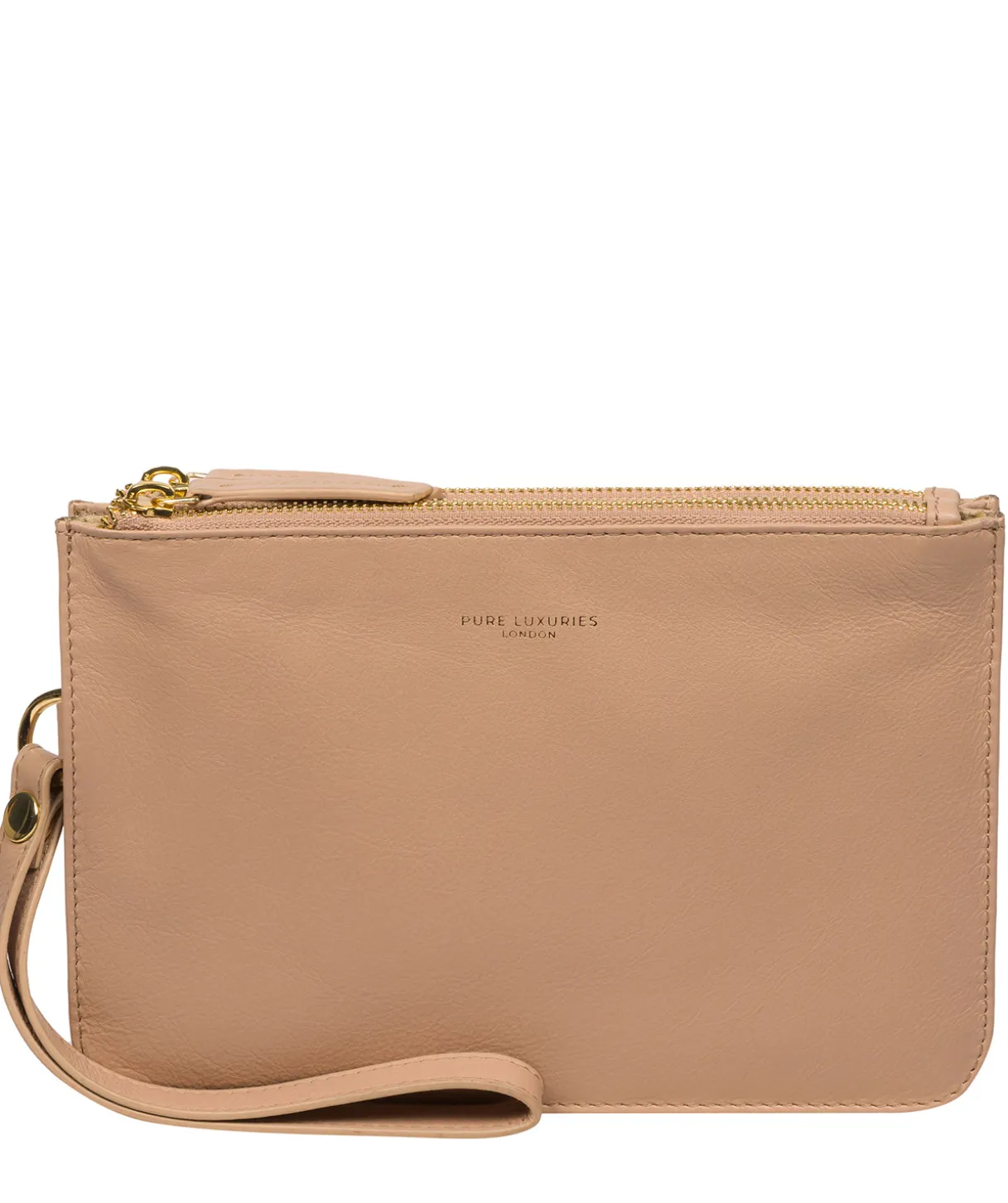 Addison' Latte Nappa Leather Clutch Bag