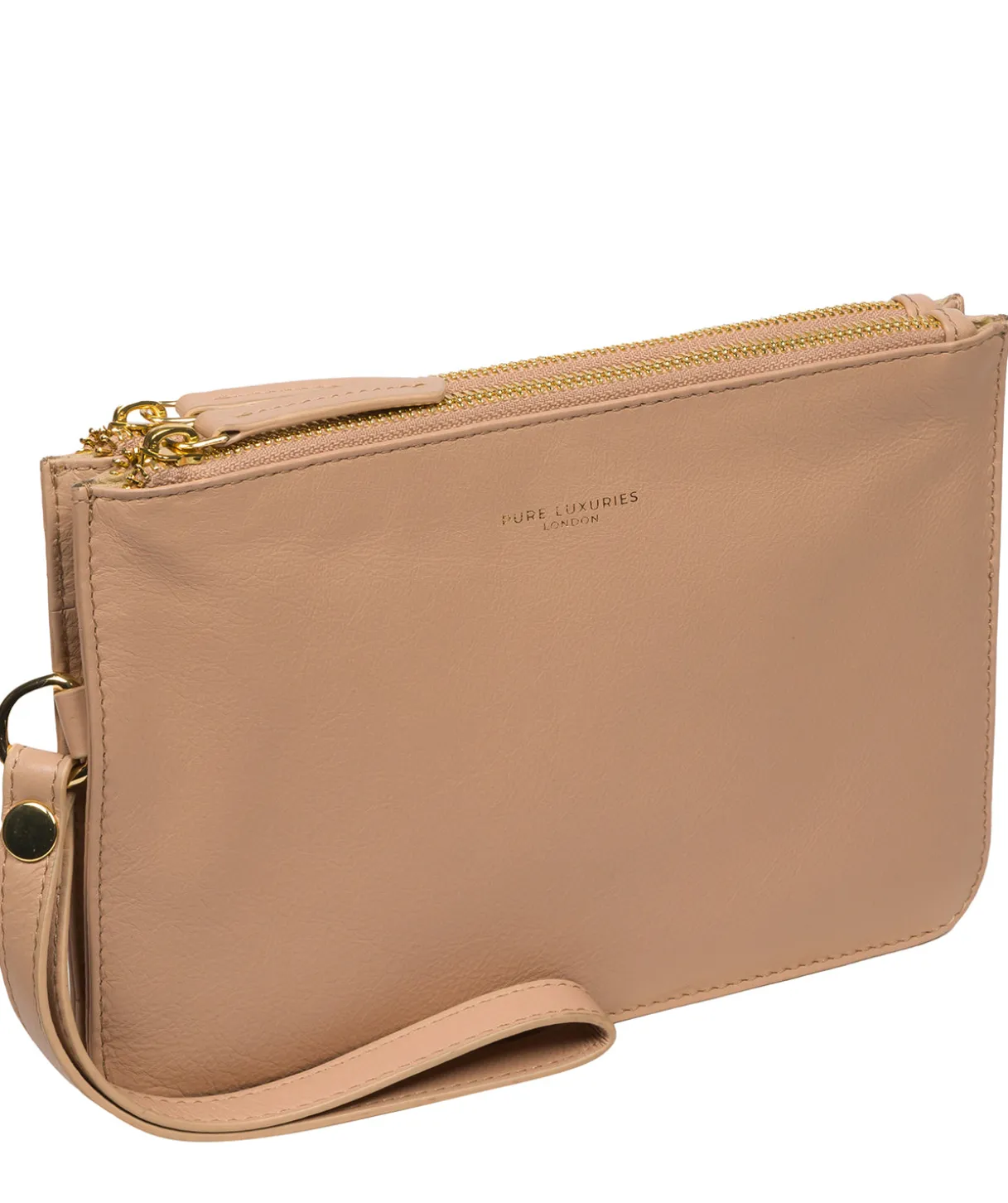 Addison' Latte Nappa Leather Clutch Bag