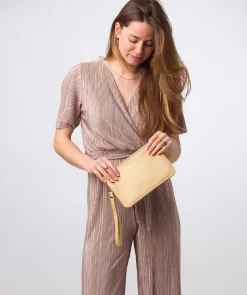 Addison' Metallic Gold Nappa Leather Clutch Bag