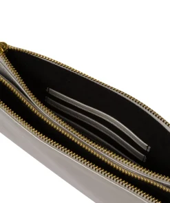 Addison' Metallic Silver Nappa Leather Clutch Bag