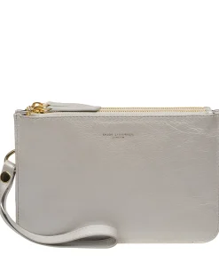 Addison' Metallic Silver Nappa Leather Clutch Bag