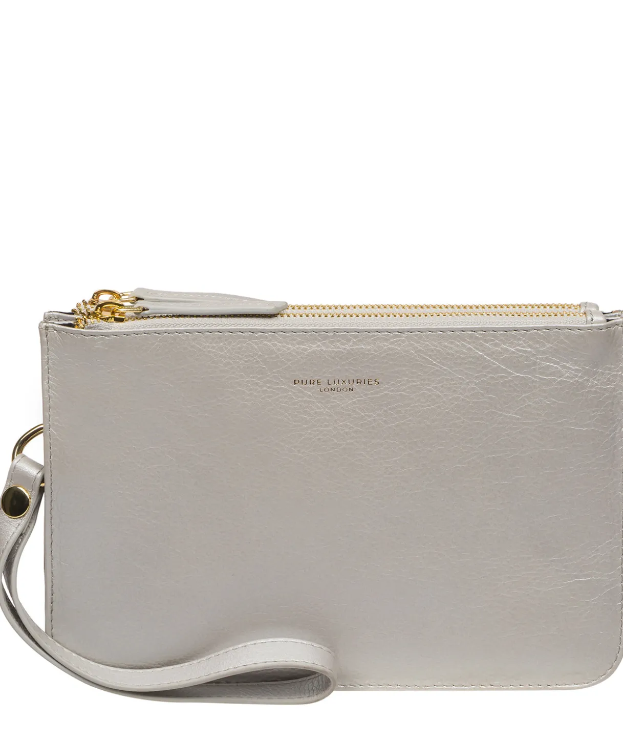 Addison' Metallic Silver Nappa Leather Clutch Bag