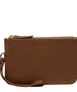 Addison' Tan Nappa Leather Clutch Bag