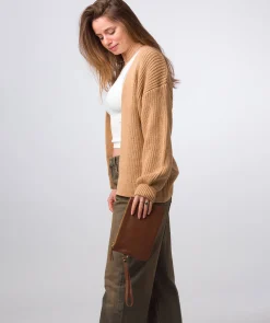 Addison' Tan Nappa Leather Clutch Bag