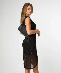 Adelaide' Black Leather Evening Bag