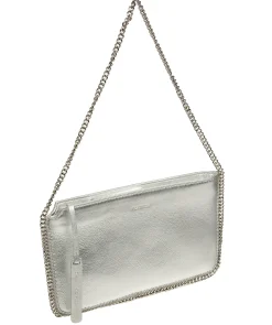Adelaide' Metallic Silver Leather Evening Bag
