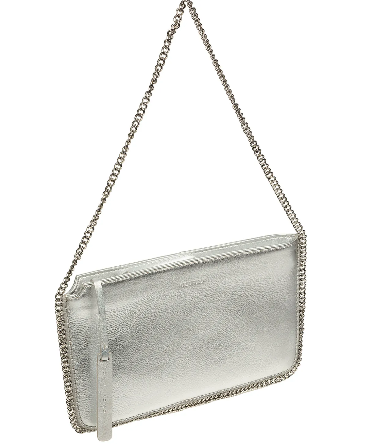 Adelaide' Metallic Silver Leather Evening Bag