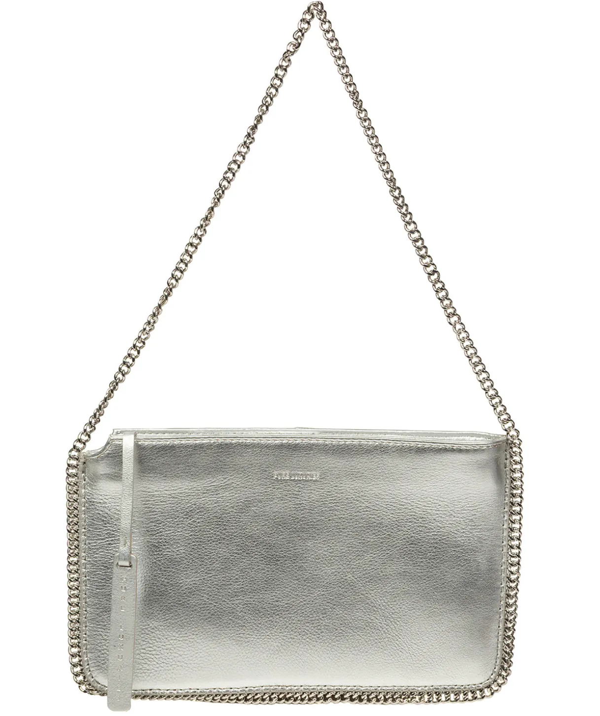 Adelaide' Metallic Silver Leather Evening Bag