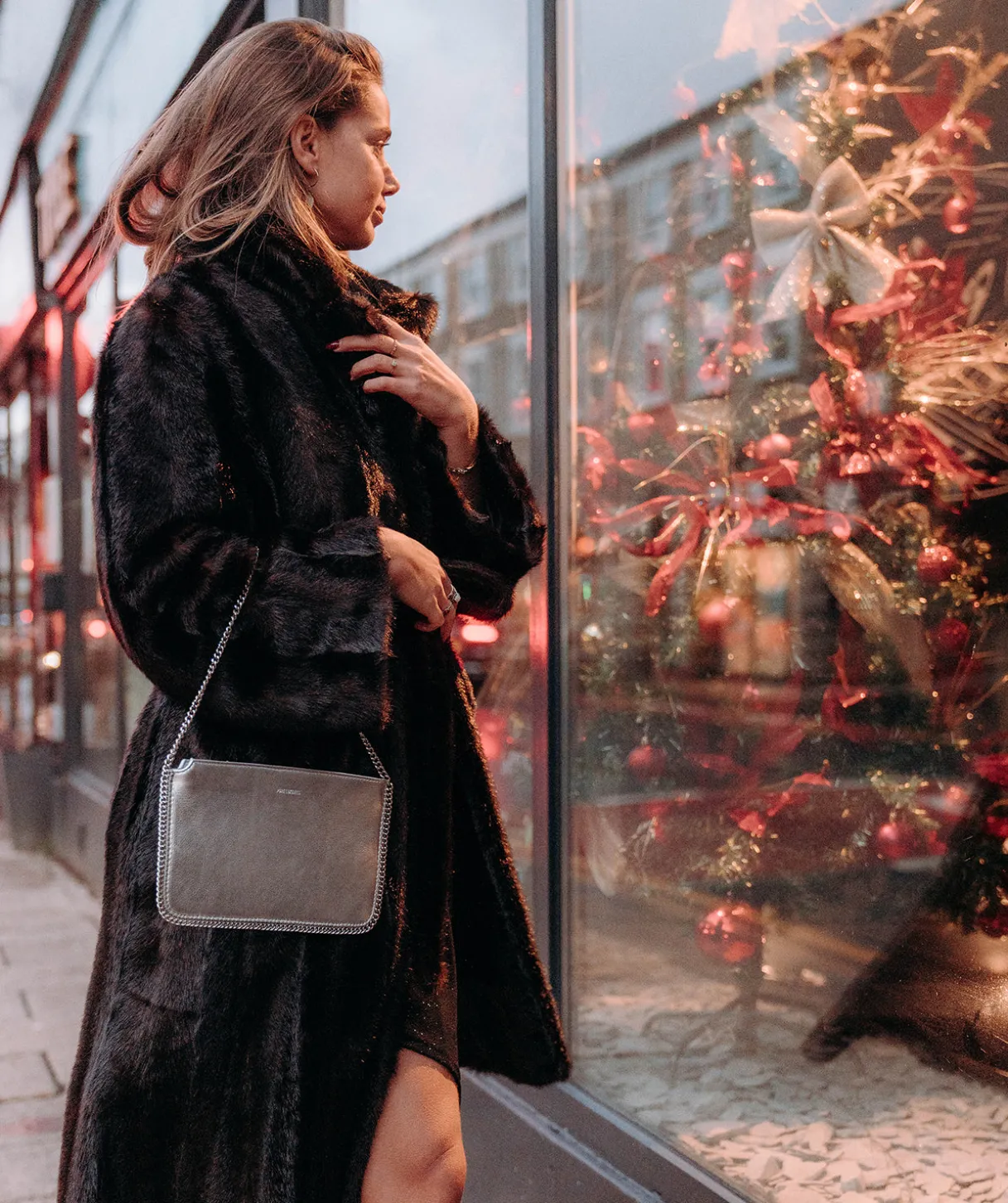Adelaide' Metallic Silver Leather Evening Bag