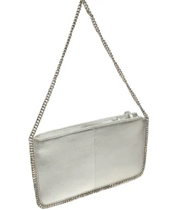 Adelaide' Metallic Silver Leather Evening Bag