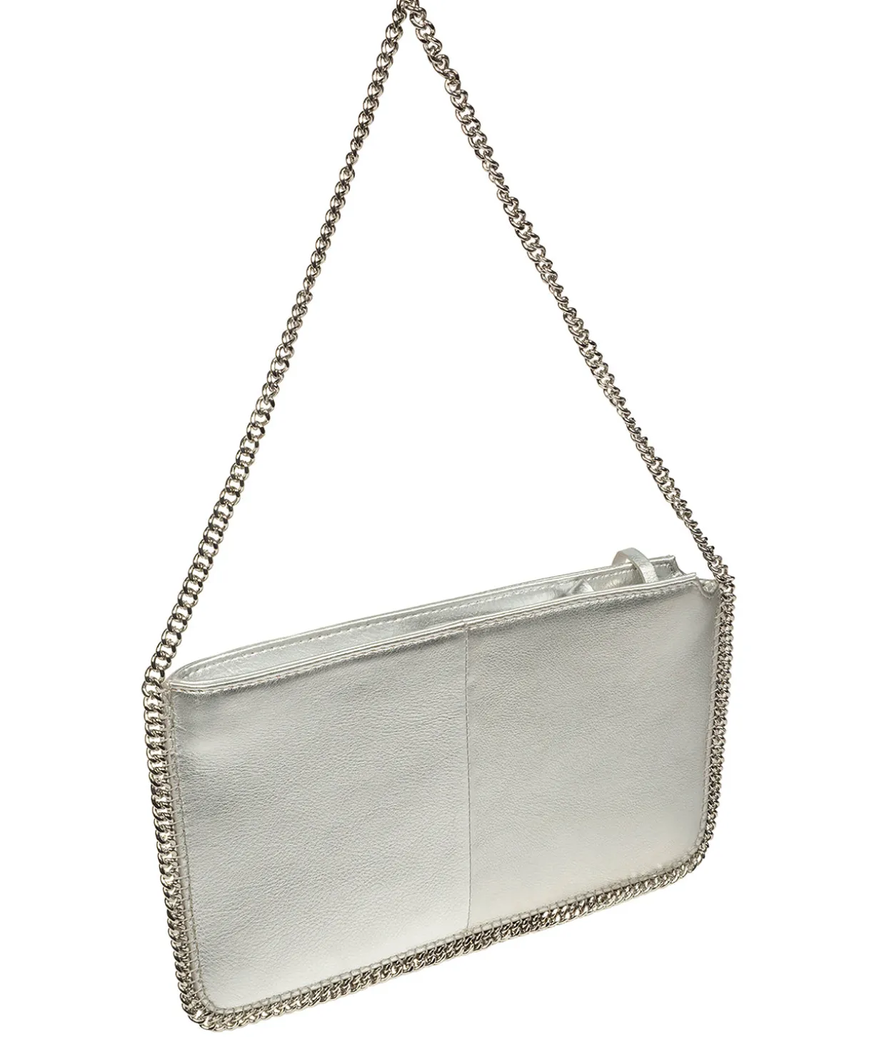 Adelaide' Metallic Silver Leather Evening Bag