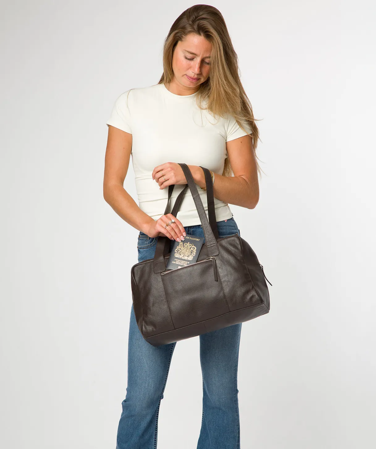 Airgo' 'Free on Board' Espresso Leather Cabin Bag
