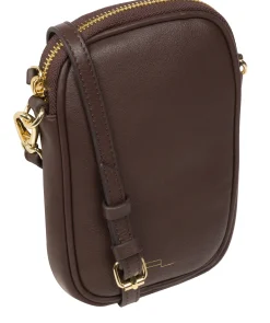 Alaina' Hot Fudge Nappa Leather Cross Body Phone Bag