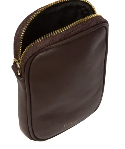 Alaina' Hot Fudge Nappa Leather Cross Body Phone Bag