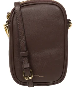 Alaina' Hot Fudge Nappa Leather Cross Body Phone Bag