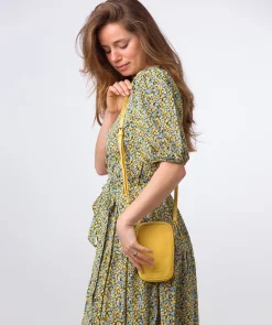 Alaina' Lemon Drop Nappa Leather Cross Body Phone Bag