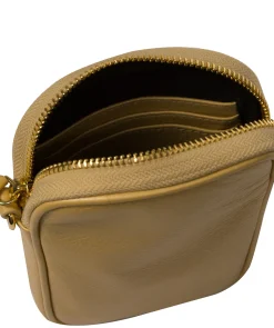 Alaina' Metallic Gold Nappa Leather Cross Body Phone Bag