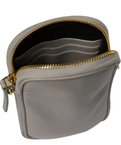 Alaina' Metallic Silver Nappa Leather Cross Body Phone Bag