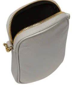 Alaina' Metallic Silver Nappa Leather Cross Body Phone Bag