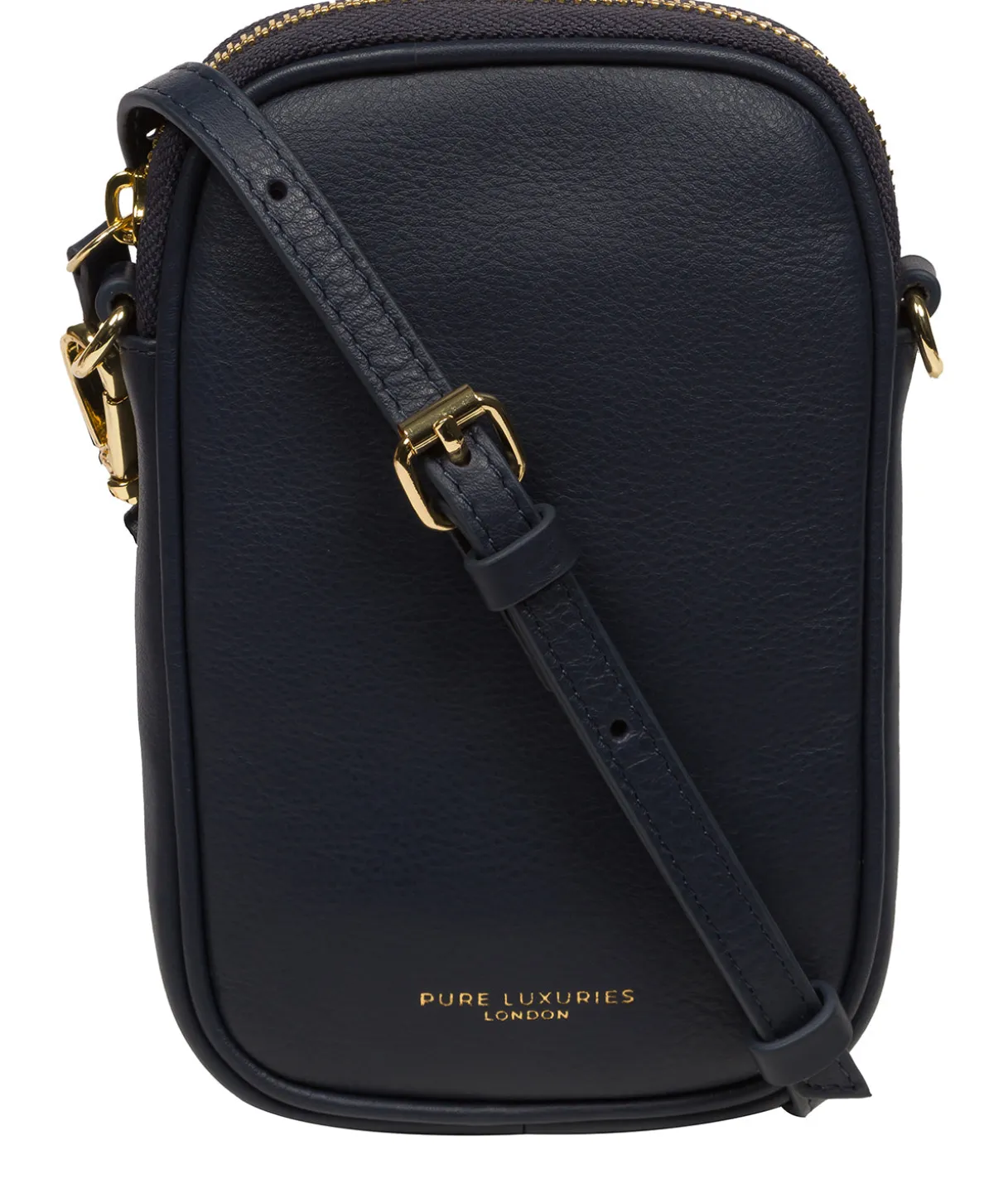Alaina' Navy Nappa Leather Cross Body Phone Bag