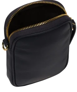 Alaina' Navy Nappa Leather Cross Body Phone Bag