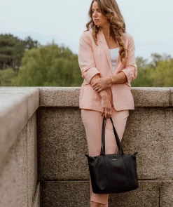 Alcester' Black Leather Tote Bag