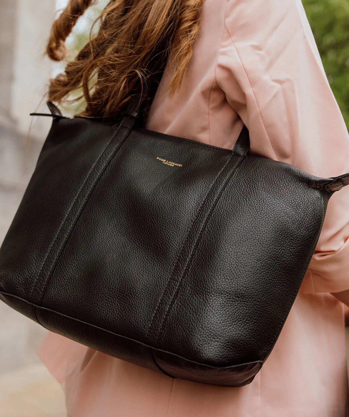 Alcester' Black Leather Tote Bag