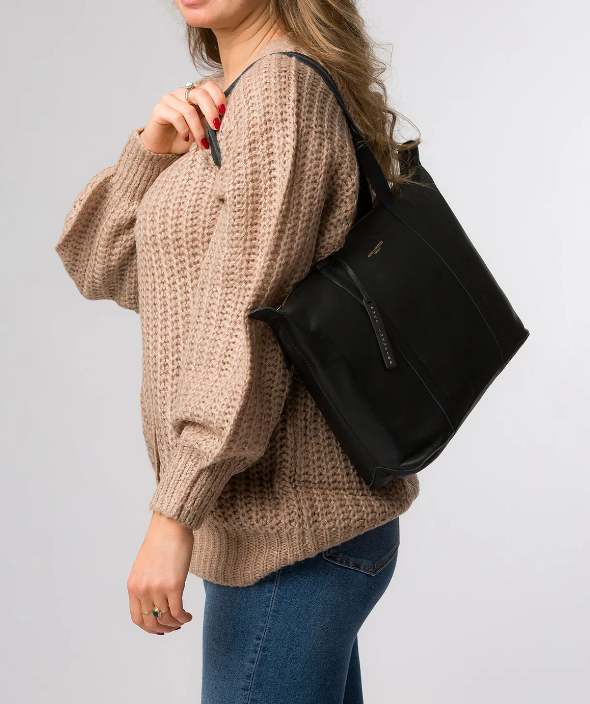Alcester' Black Leather Tote Bag