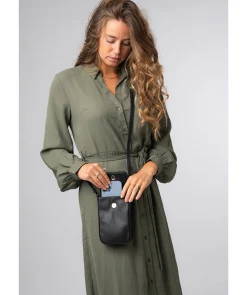 Alexis' Black Leather Cross Body Phone Bag