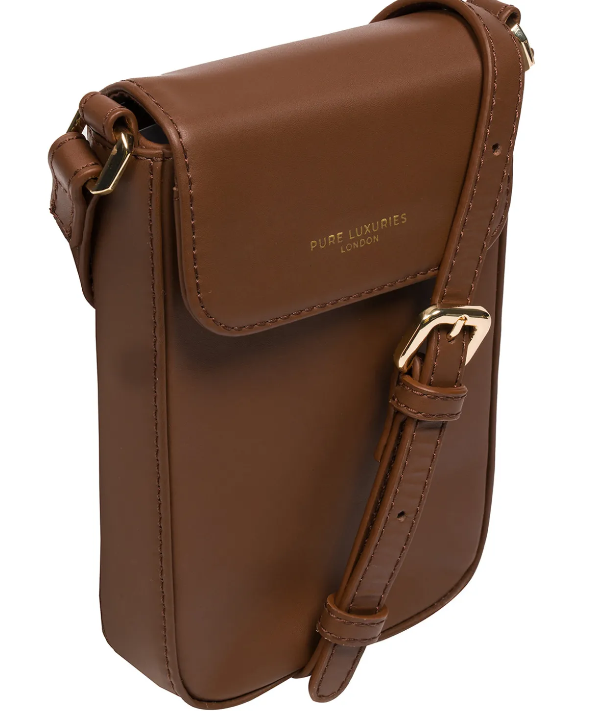 Alexis' Chestnut Leather Cross Body Phone Bag
