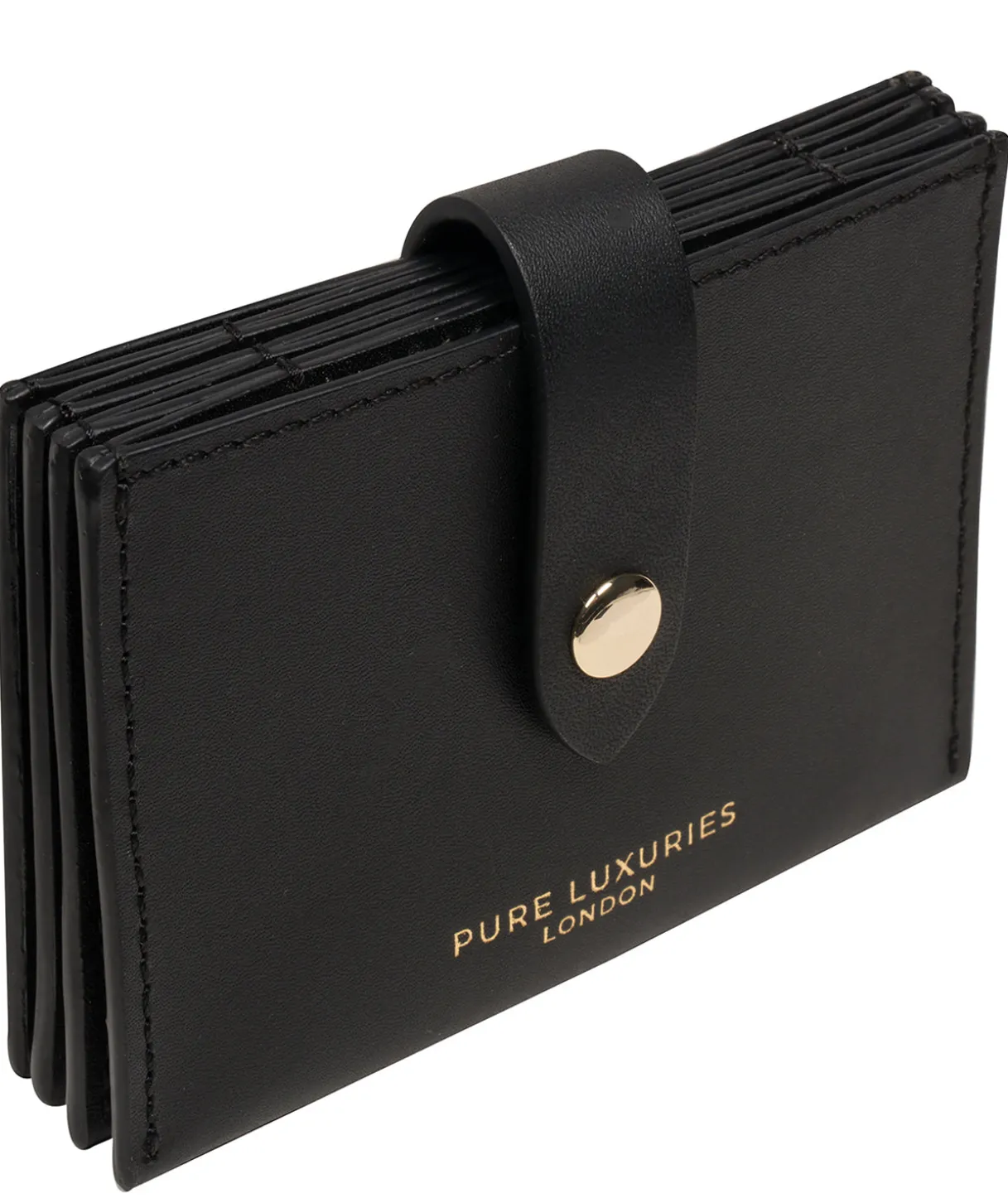Allie' Black Leather Accordion Card Holder