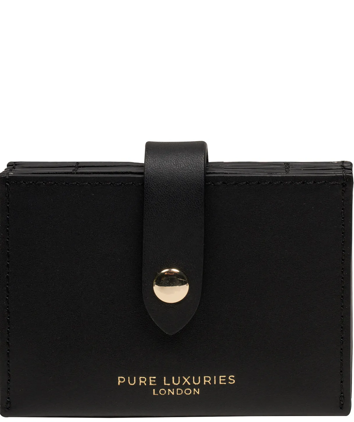Allie' Black Leather Accordion Card Holder
