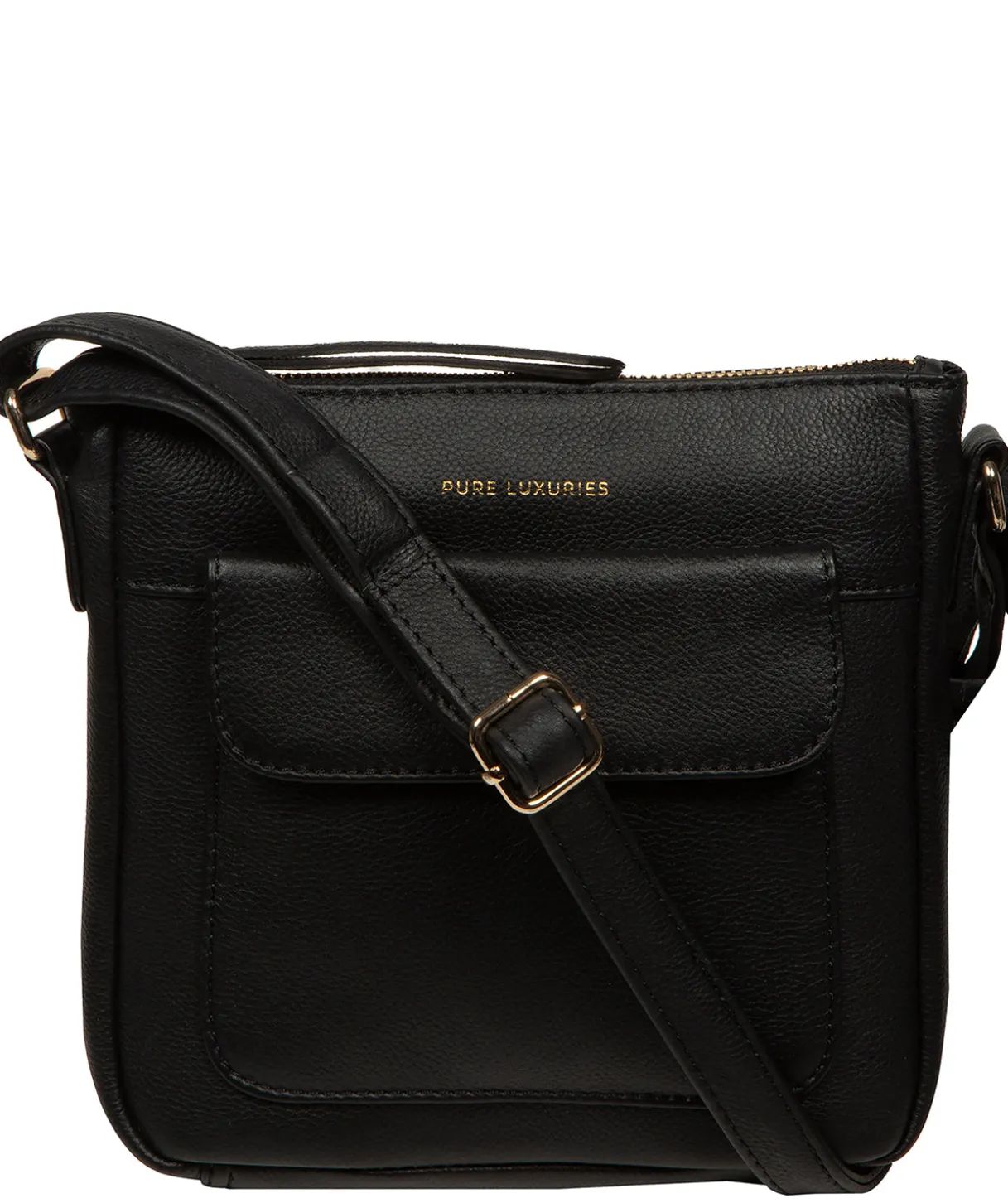 Amberlyn' Black Leather Cross Body Bag