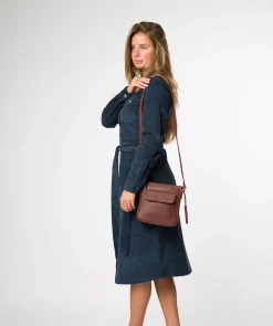 Amberlyn' Chestnut Leather Cross Body Bag