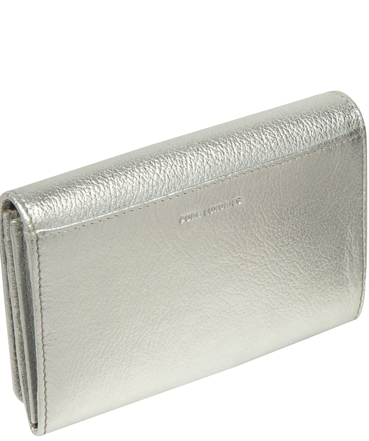 Amber' Metallic Silver Leather Purse