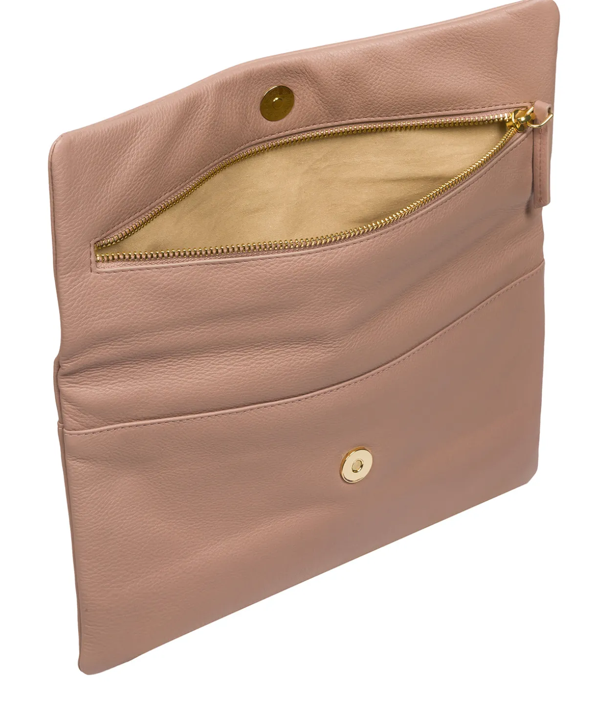 Amelia' Blush Pink Leather Clutch Bag