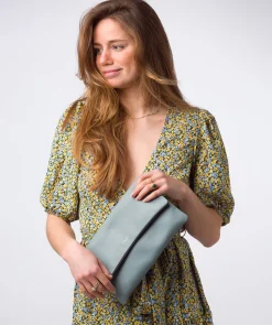 Amelia' Cashmere Blue Leather Clutch Bag