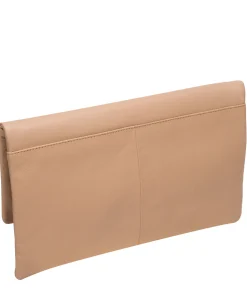 Amelia' Latte Leather Clutch Bag