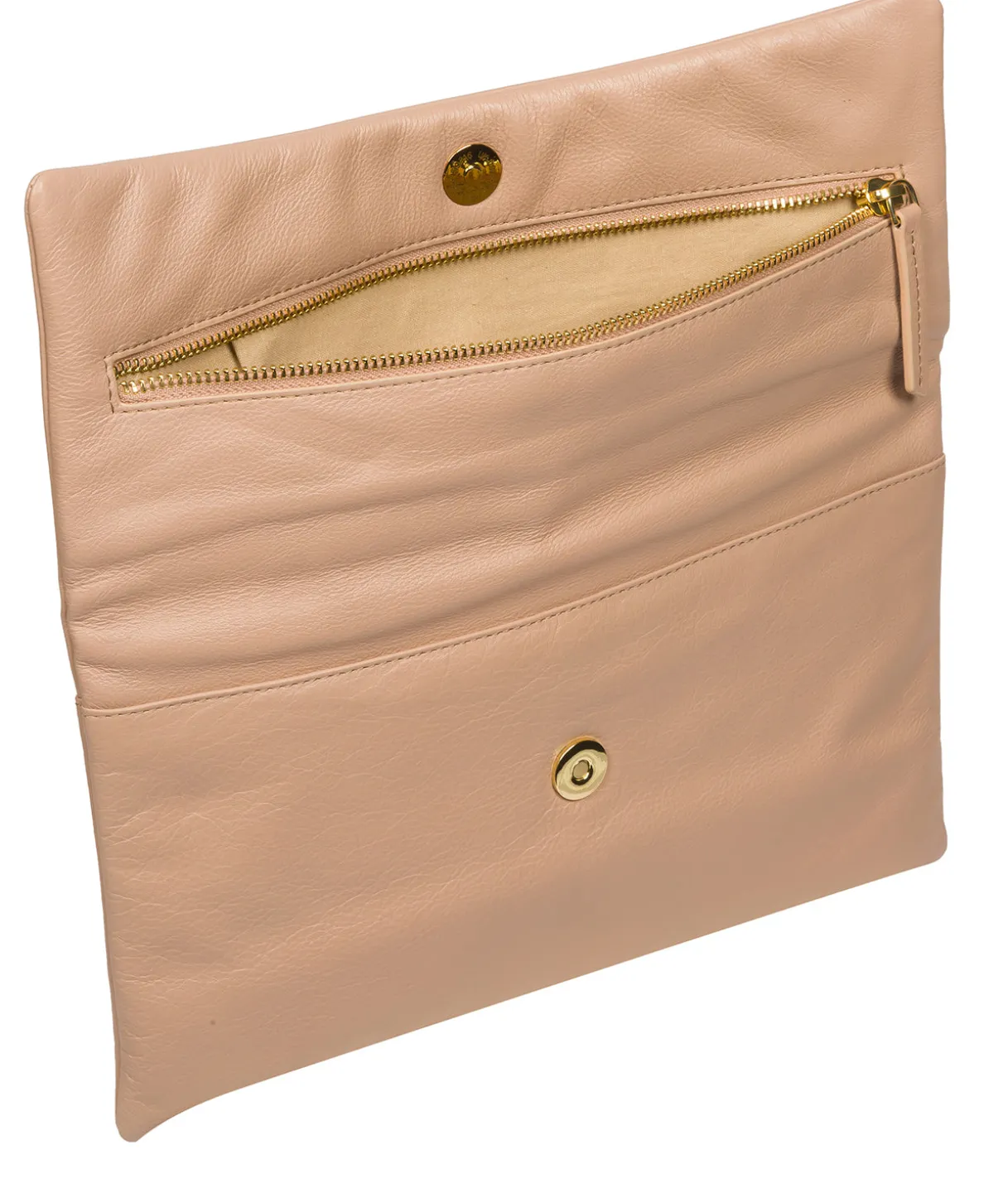 Amelia' Latte Leather Clutch Bag