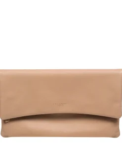 Amelia' Latte Leather Clutch Bag