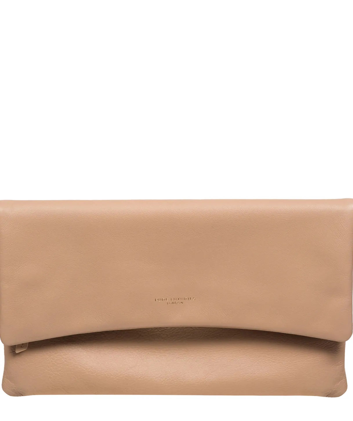 Amelia' Latte Leather Clutch Bag
