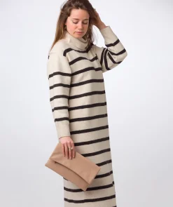 Amelia' Latte Leather Clutch Bag