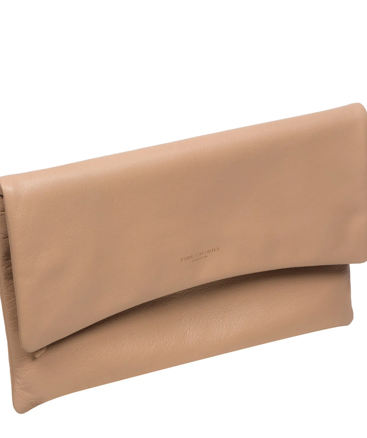 Amelia' Latte Leather Clutch Bag