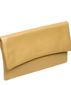 Amelia' Metallic Gold Leather Clutch Bag