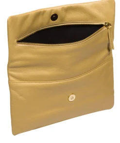 Amelia' Metallic Gold Leather Clutch Bag