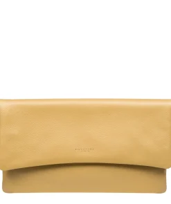 Amelia' Metallic Gold Leather Clutch Bag