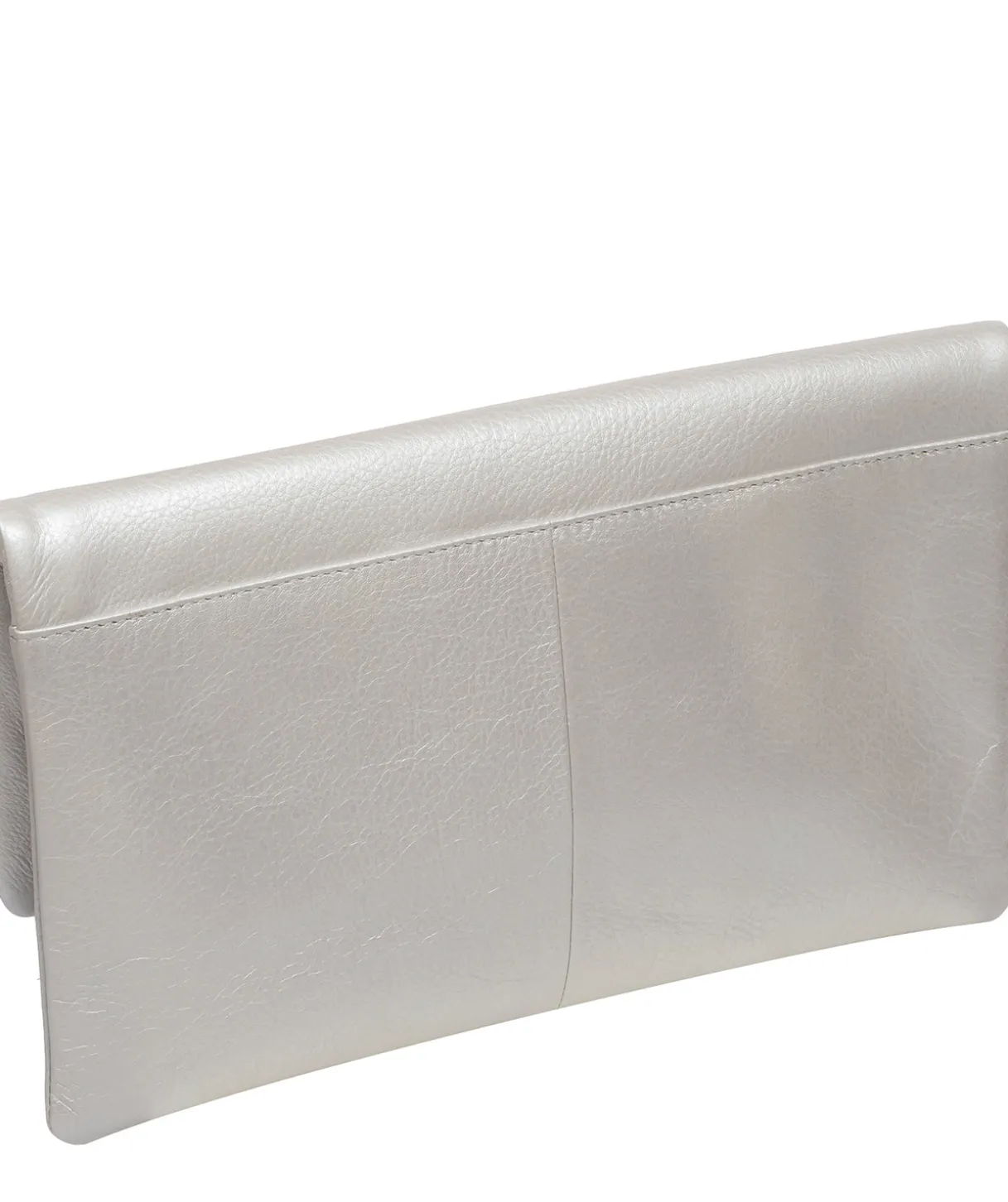 Amelia' Metallic Silver Leather Clutch Bag